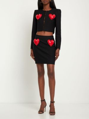 Mini sijonas su širdelėmis Moschino juoda
