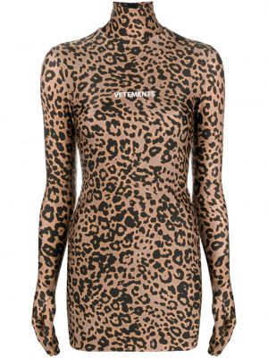 Šaty s potlačou s leopardím vzorom Vetements