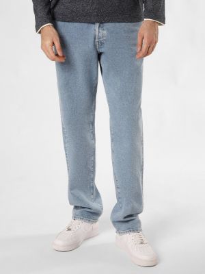 Proste jeansy bawełniane z kieszeniami Replay niebieskie