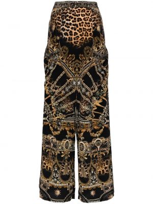 Leopardí kalhoty s potiskem relaxed fit Camilla Černé