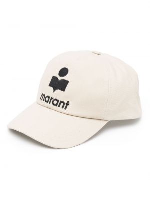 Памучна шапка с козирки бродирана Isabel Marant бяло