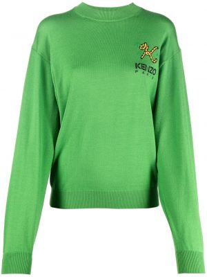 Pullover mit rundem ausschnitt mit tiger streifen Kenzo grün