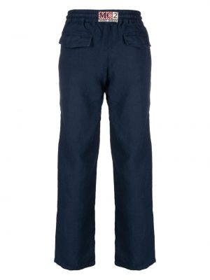 Lněné rovné kalhoty Mc2 Saint Barth modré
