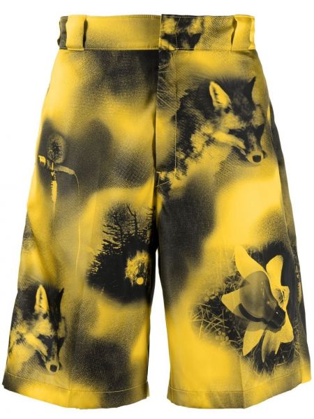Bermuda kratke hlače s potiskom Prada rumena