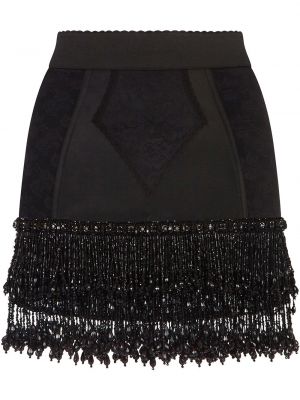 Žakárová minisukňa s korálky Dolce & Gabbana čierna