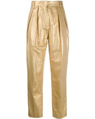 Pantalones de cintura alta Nude dorado