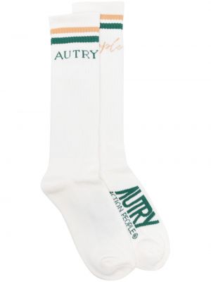 Βαμβακερός κάλτσες με κέντημα Autry λευκό