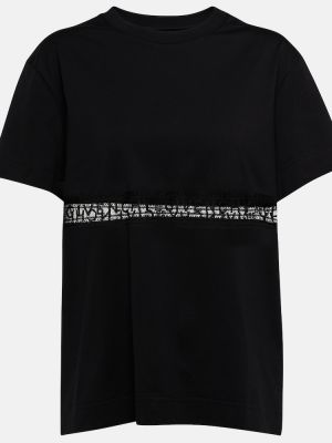 Tricou din bumbac din jerseu din dantelă Givenchy negru