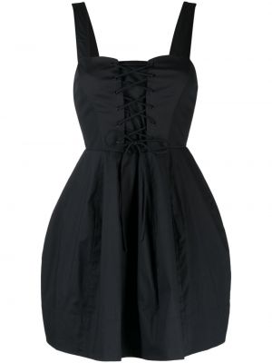 Κοκτέιλ φόρεμα με κορδόνια με δαντέλα Staud μαύρο