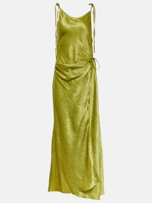 Сатенена миди рокля Acne Studios зелено