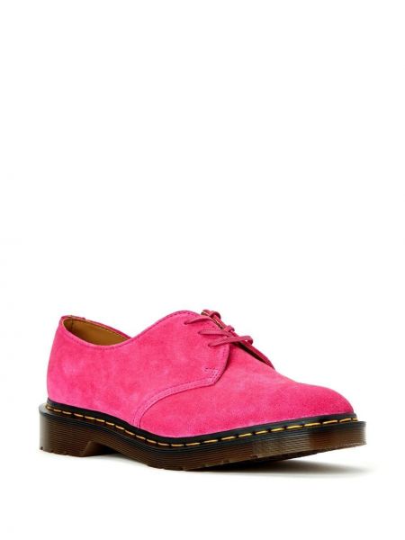 Zamšādas derbija stila kurpes Dr. Martens rozā