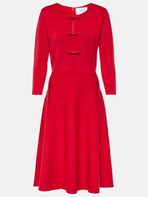 Sukienka midi wełniana Carolina Herrera czerwona