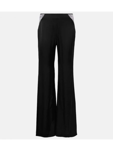 Pantalon évasé taille haute large Rotate noir