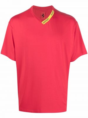 Modál rövid ujjú v-nyakú póló Ferrari - piros