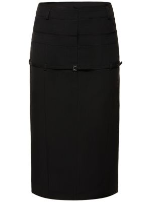 Krepové vlněné midi sukně Jacquemus černé