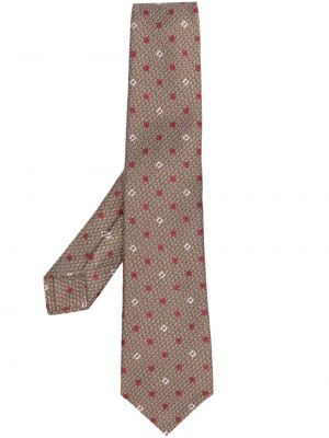Žakárová hodvábna kravata Kiton béžová