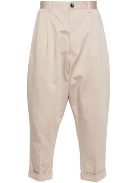 Plisované bavlněné kalhoty Ami Paris béžové