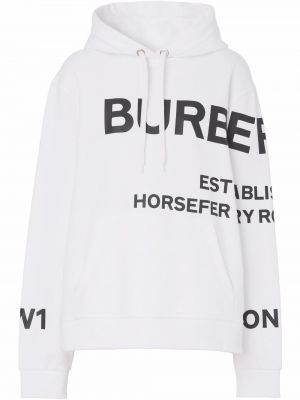 Hoodie con stampa Burberry bianco