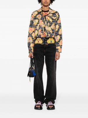 Džinsa jaka ar apdruku ar sirsniņām Versace Jeans Couture melns
