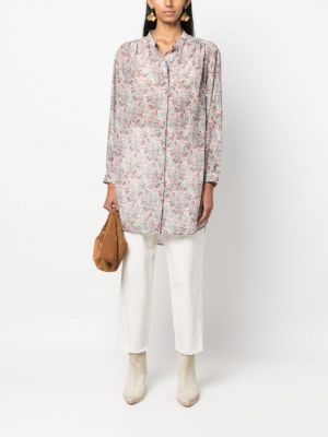 Květinová bavlněná hedvábná košile Isabel Marant růžová