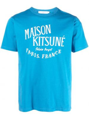 T-shirt aus baumwoll mit print Maison Kitsuné blau