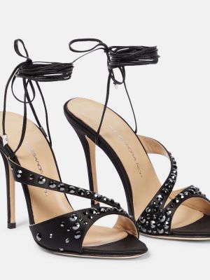 Hodvábne saténové sandále Alessandra Rich čierna