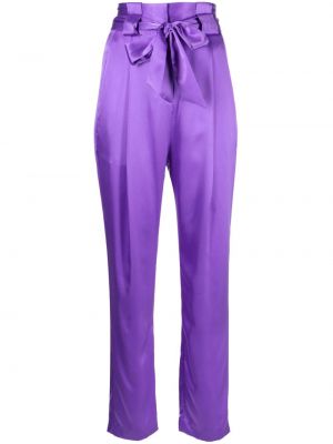 Плисирани копринени панталон Michelle Mason виолетово