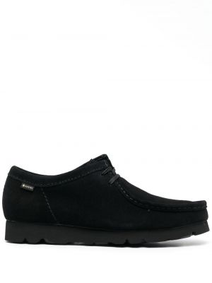 Čipkované kožené šnurovacie členkové topánky Clarks Originals čierna