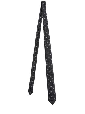 Μεταξωτή γραβάτα ζακάρ Dolce & Gabbana μαύρο