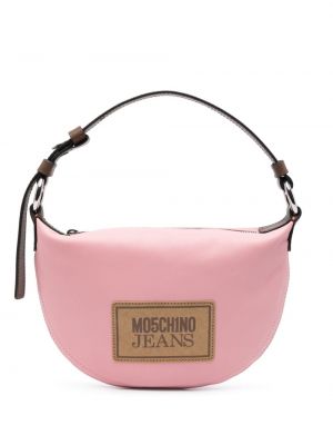 Δερμάτινη τσάντα ώμου Moschino ροζ