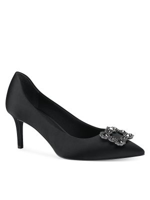 Полуотворени обувки с ток Tamaris черно