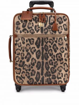 Valise à imprimé à imprimé léopard Dolce & Gabbana marron
