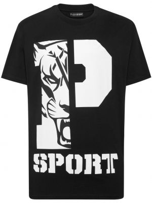 Raštuotas medvilninis sportiniai marškinėliai Plein Sport