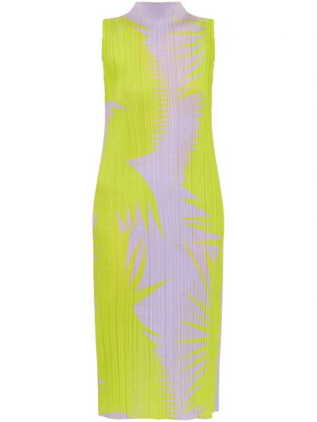 Πλισέ μίντι φόρεμα με σχέδιο με αφηρημένο print Pleats Please Issey Miyake πράσινο