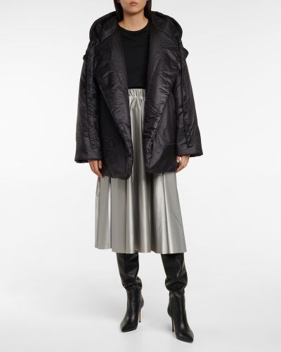 Obojstranný krátký kabát s kapucňou Norma Kamali čierna