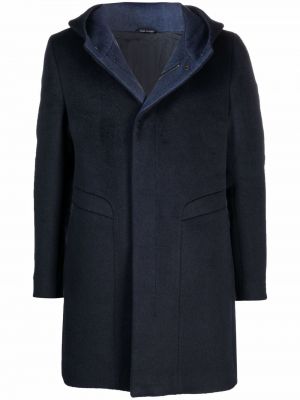 Abrigo con botones con capucha Tagliatore azul