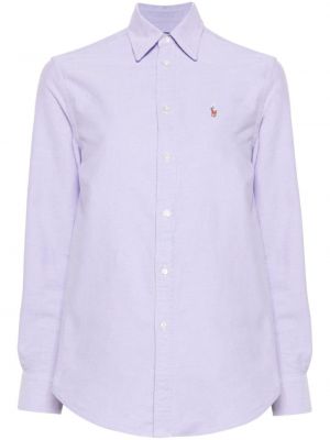 Haut brodé taille haute en coton Polo Ralph Lauren violet