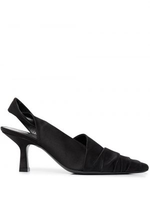 Сатенени полуотворени обувки с отворена пета Khaite черно