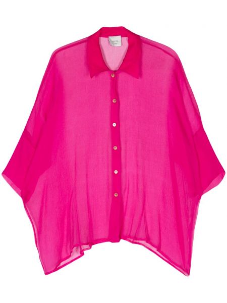 Μεταξωτό πουκάμισο με διαφανεια Alysi ροζ