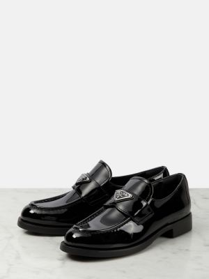 Lakované kožené loafers Prada černé