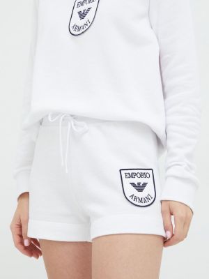 Emporio Armani Underwear pantaloni scurti femei, culoarea alb, cu imprimeu, medium waist