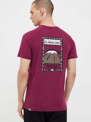 Bavlněné tričko s potiskem The North Face fialové