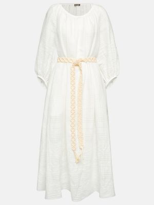 Sukienka midi bawełniana Loro Piana biała