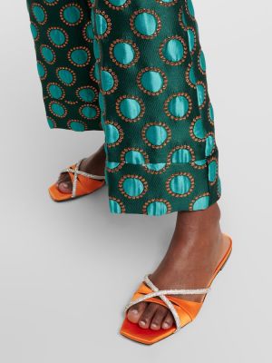 Сатенени ниски обувки с кристали D'accori оранжево