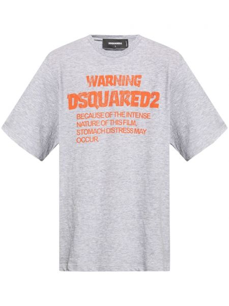 Kokvilnas t-krekls ar apdruku Dsquared2 pelēks