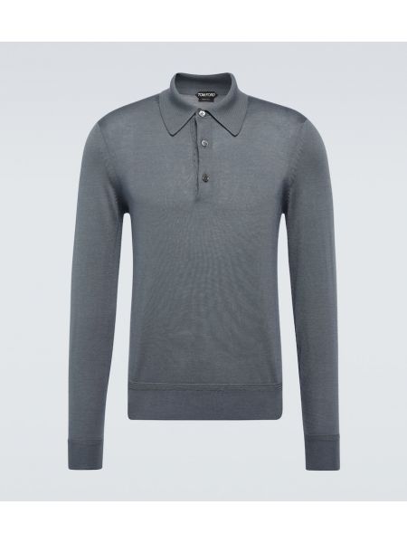 Kaschmir seiden poloshirt Tom Ford blau