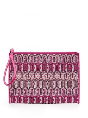 Trykt clutch Furla rosa