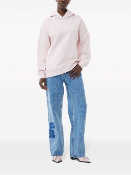 Kokvilnas kapučdžemperis ar apdruku Ganni rozā