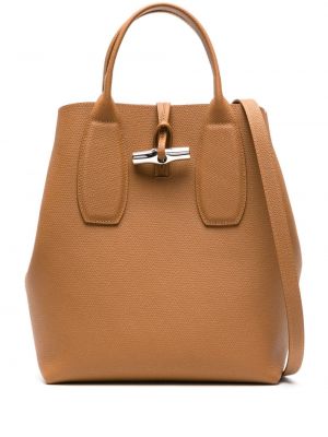 Kožená nákupná taška Longchamp hnedá