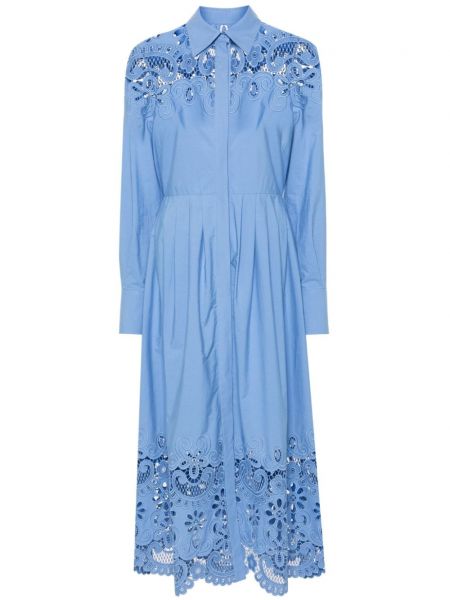 Plisované midi šaty Valentino Garavani modré